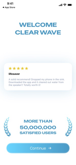 Clear Wave screen 2: Onboarding