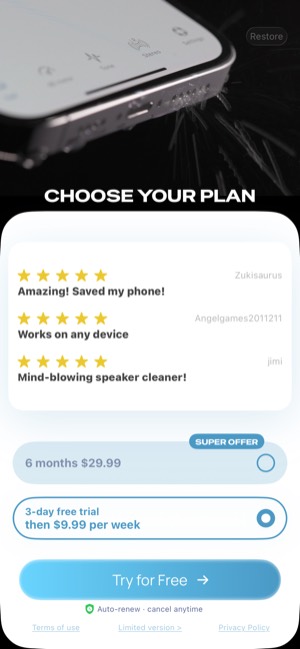 Clear Wave screen 6: Paywall