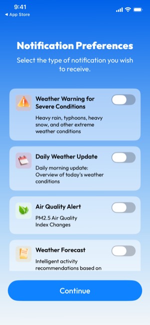 Weatherly screen 5: Onboarding
