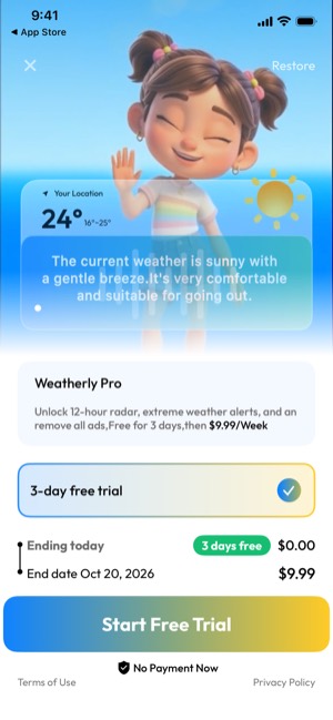 Weatherly screen 8: Paywall