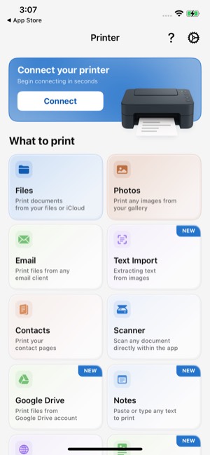 Smart Printer screen 8: Home