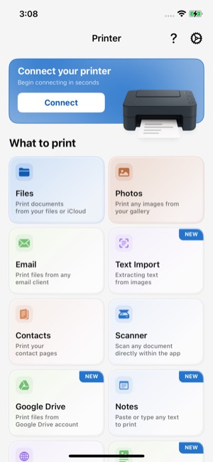 Smart Printer screen 16: Home