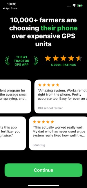 Tractor GPS screen 5: Onboarding