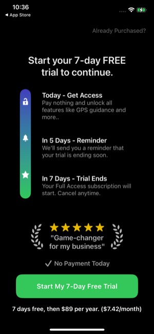Tractor GPS screen 6: Paywall