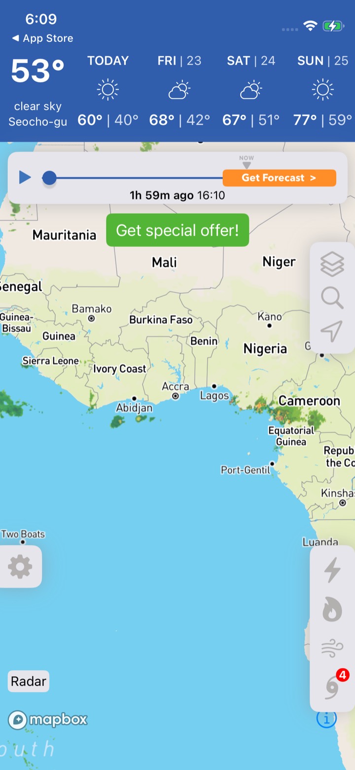 NOAA Radar Weather Forecast screen 7: Home
