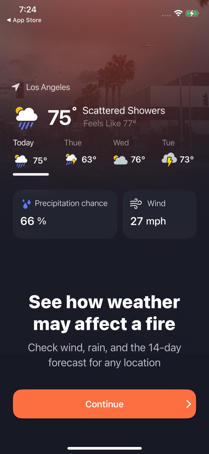 Wildfire tracker screen 4: Paywall