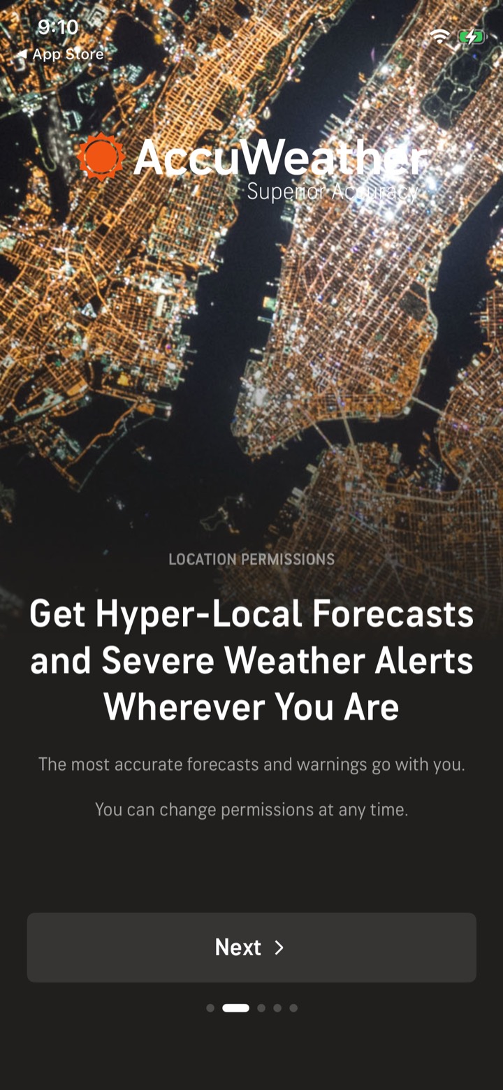 AccuWeather screen 4: Onboarding