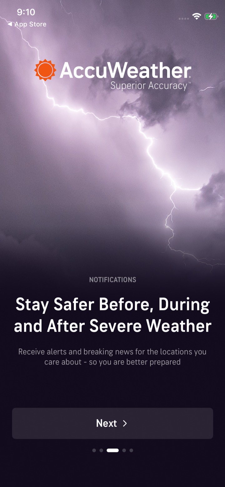 AccuWeather screen 6: Onboarding