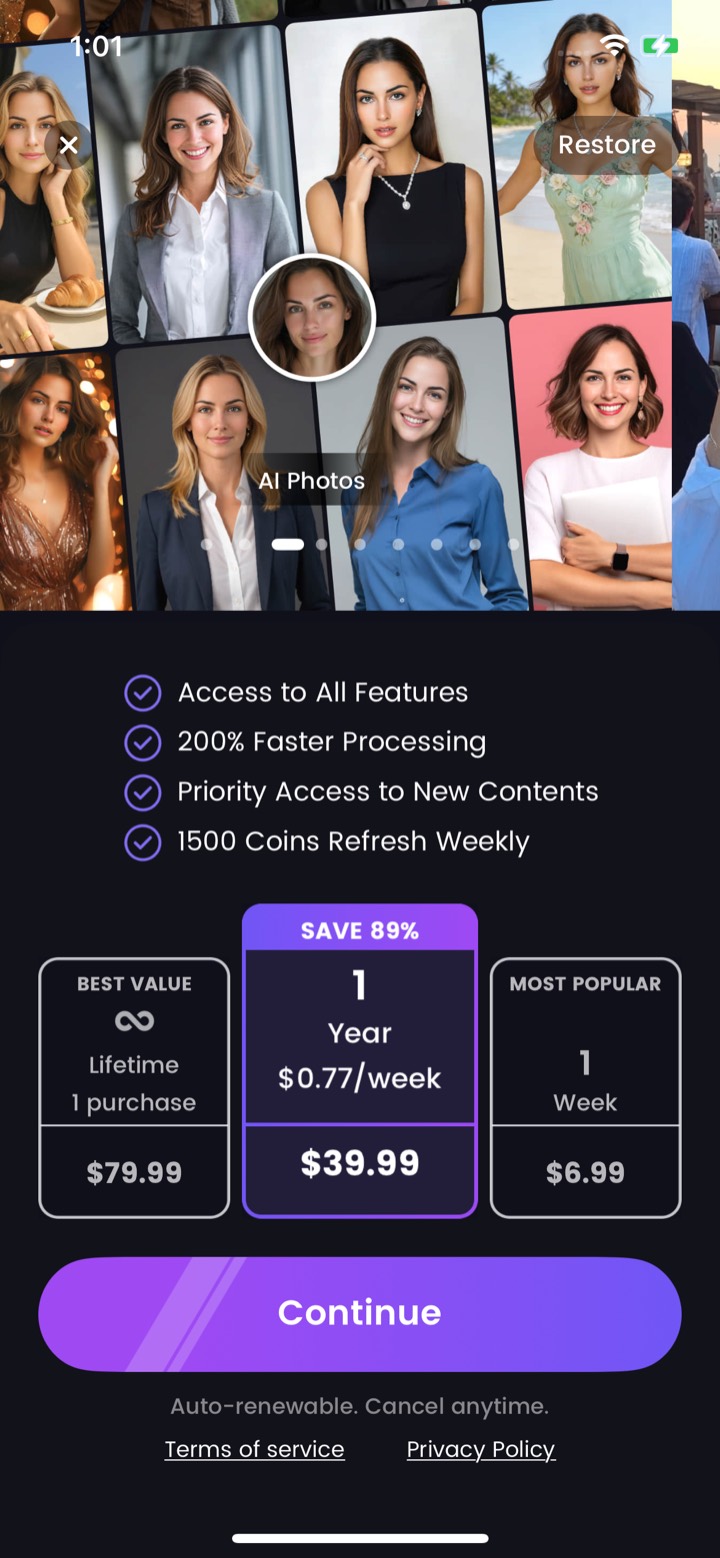 AI Photo screen 14: Offer screen