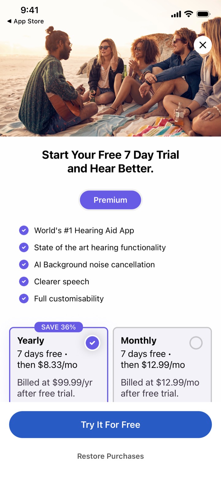 hearingOS screen 3: Offer screen