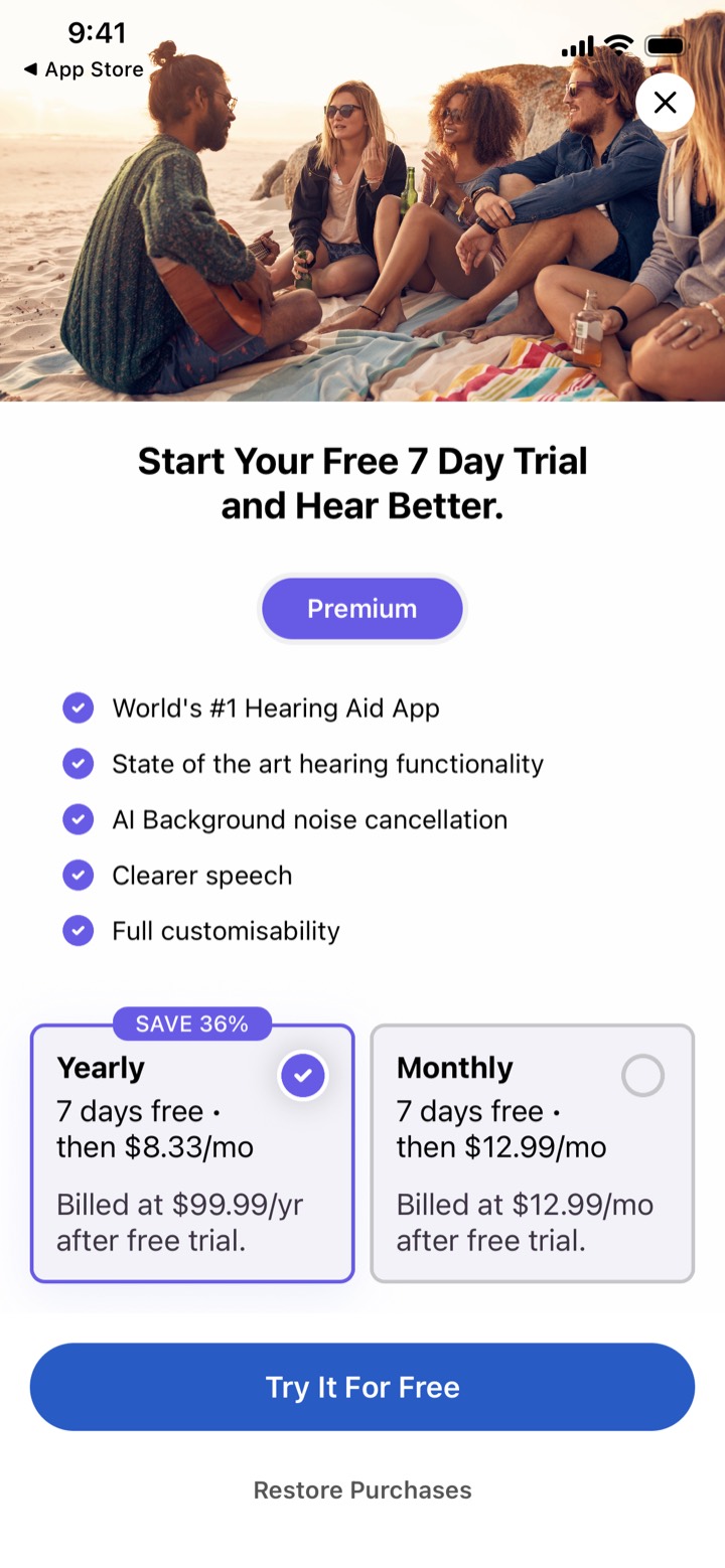 hearingOS screen 4: Offer screen