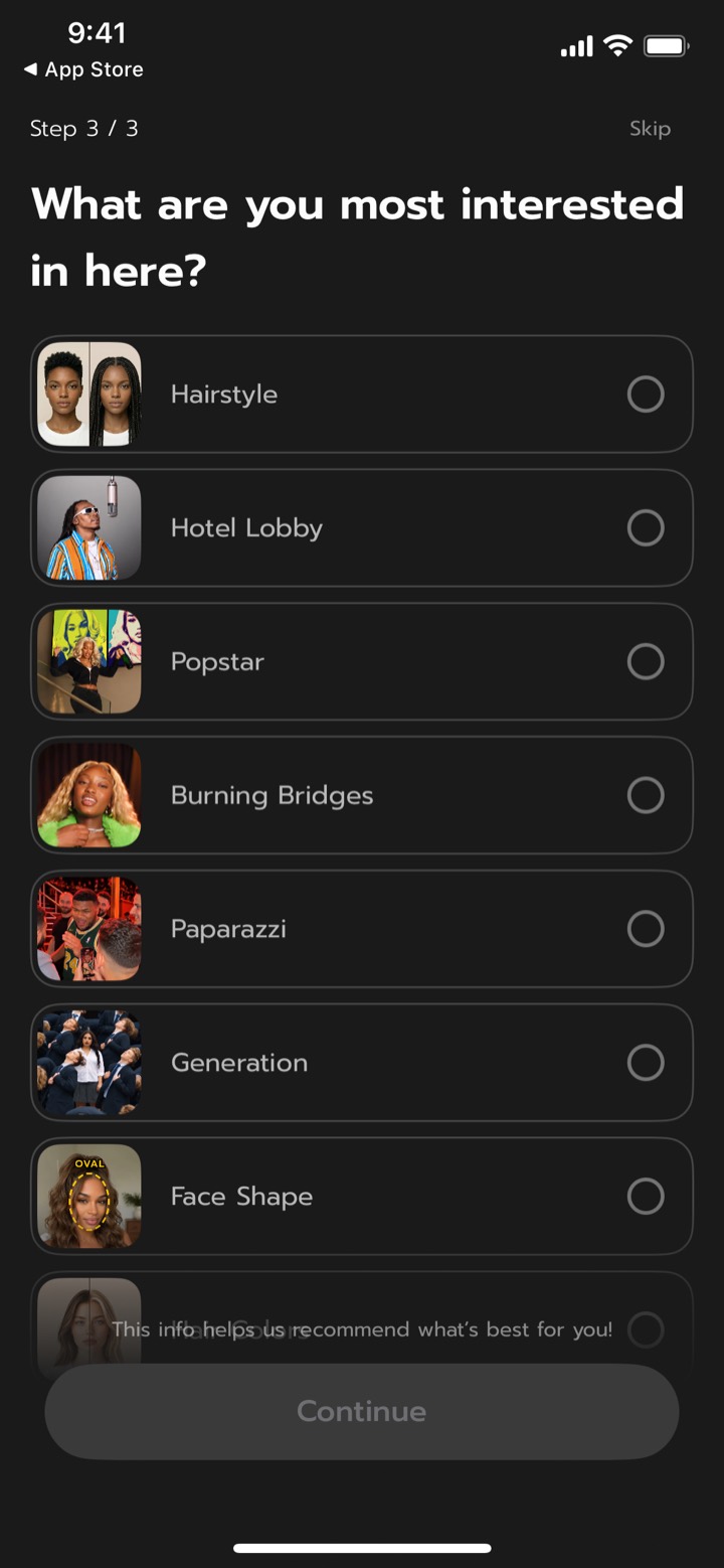 FaceLab screen 8: Quiz