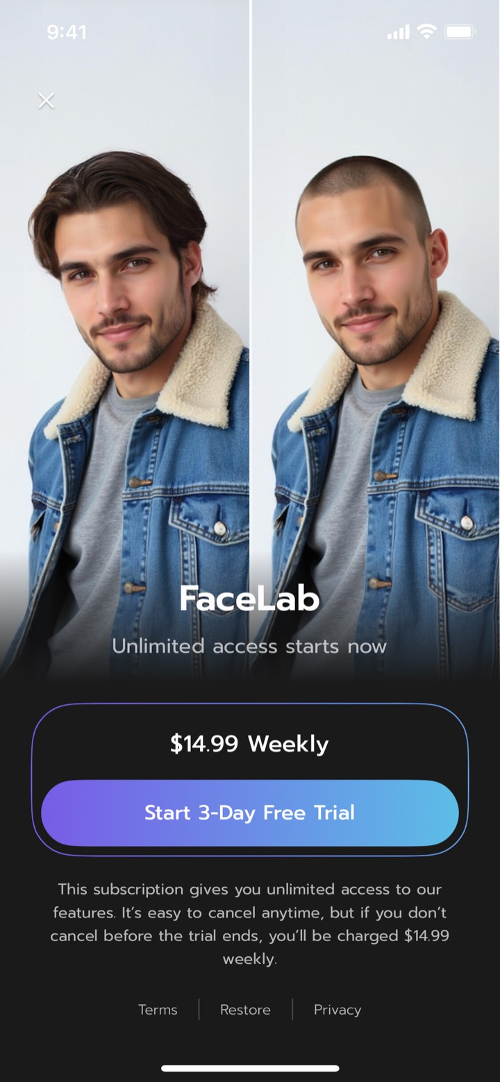 FaceLab screen 13: Paywall