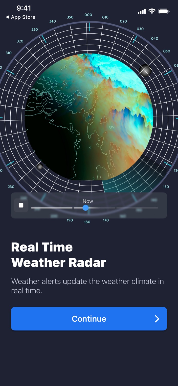 Storm Tracker° screen 1: Onboarding
