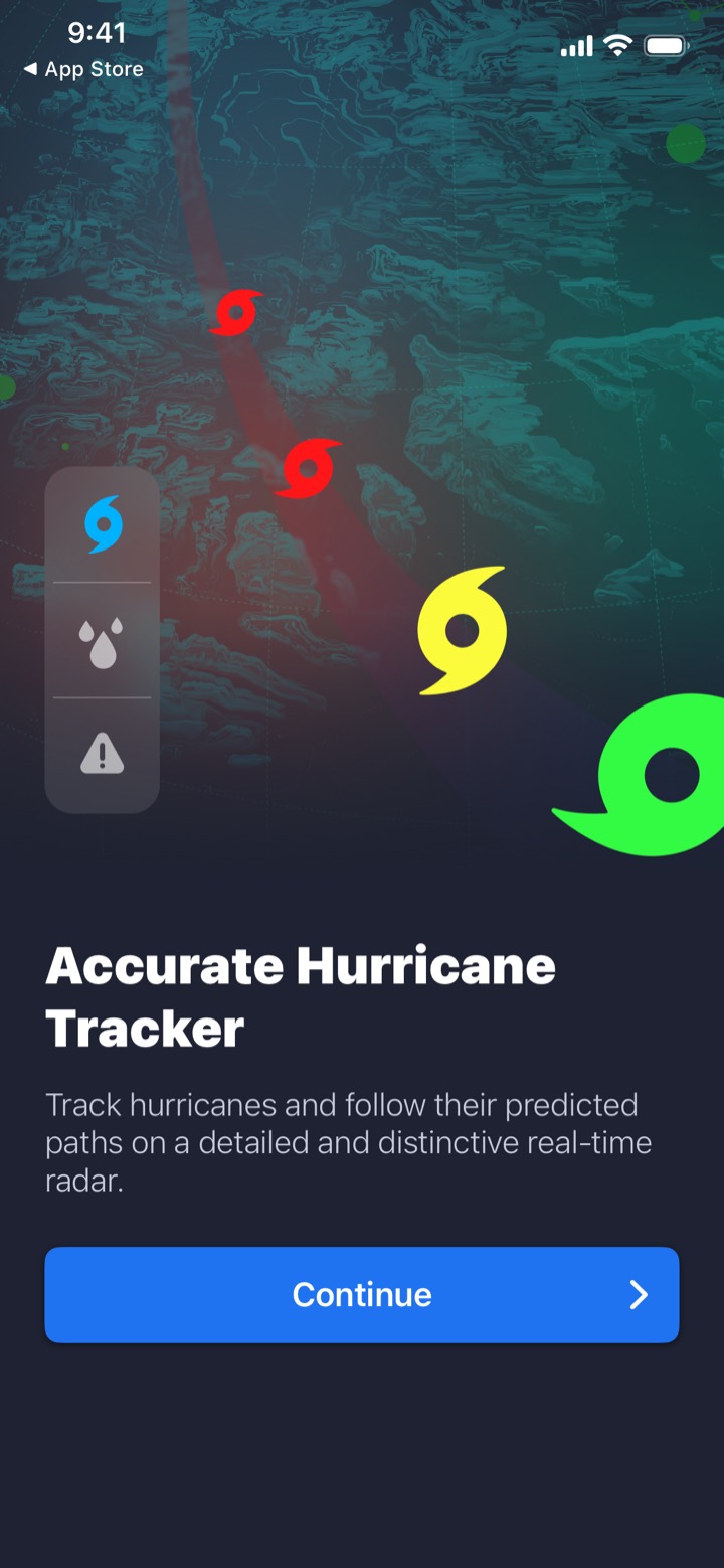 Storm Tracker° screen 2: Onboarding