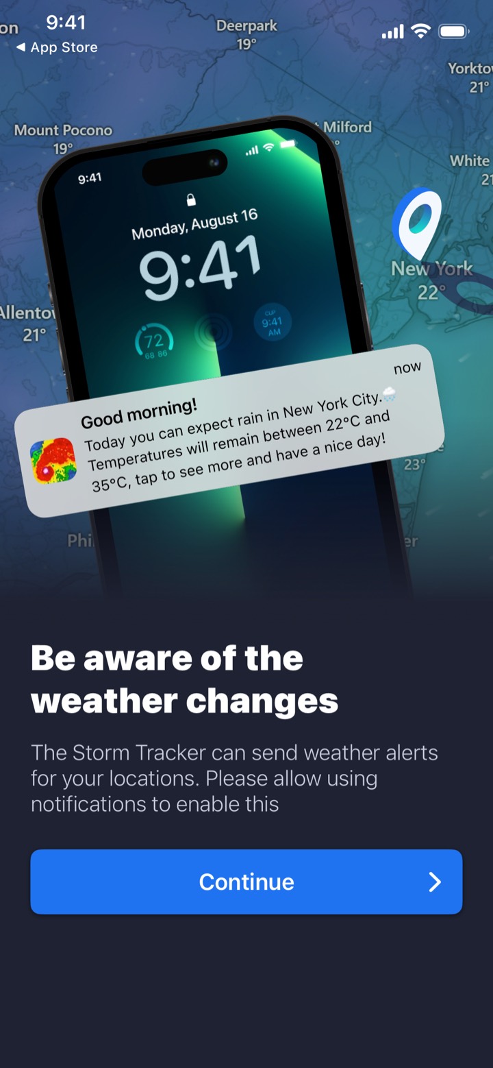 Storm Tracker° screen 3: Permission primer